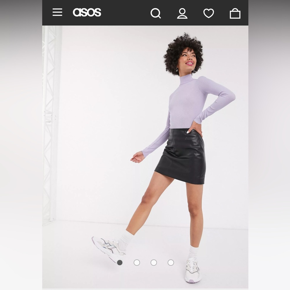Monki | Black Faux Leather Mini Skirt